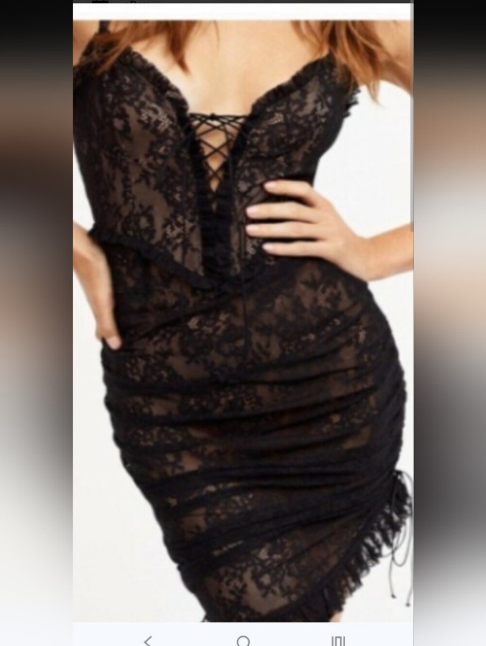 For Love & Lemons Black Lace Midi Dress
